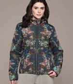 Black printed poly taffeta jacket