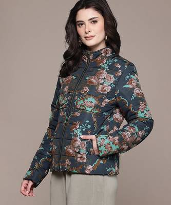 Black printed poly taffeta jacket 2