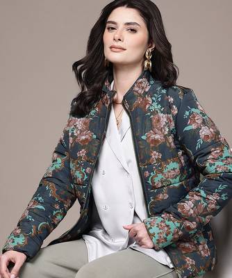 Black printed poly taffeta jacket 4