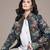 Black printed poly taffeta jacket