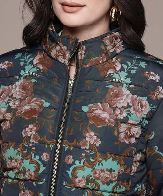 Black printed poly taffeta jacket 5
