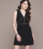 Black embellished nylon short dress