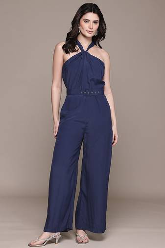Navy blue crepe jumpsuit