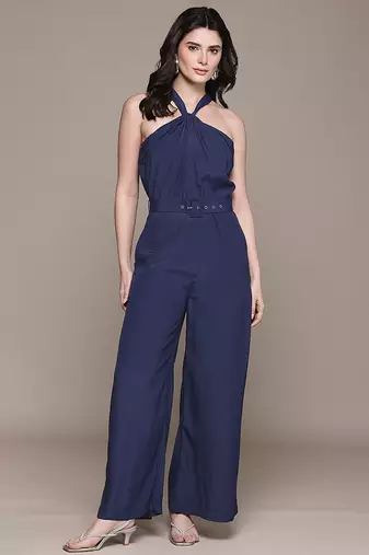 Navy blue crepe jumpsuit