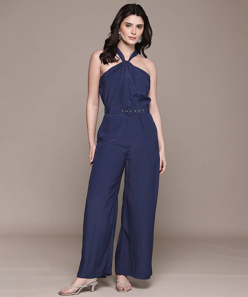 Navy blue crepe jumpsuit