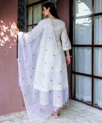 off white cotton straight suit set with subtle embroidery 4