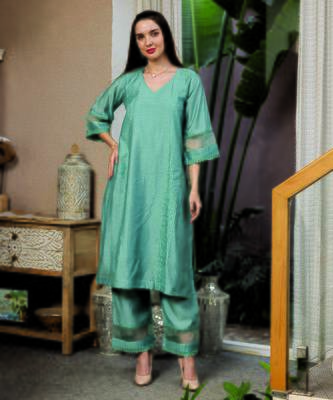 mint green chanderi suit set with subtle embroidery 4
