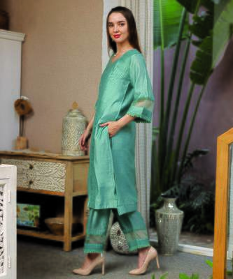 mint green chanderi suit set with subtle embroidery 5