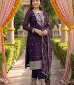 Kedarfab women's georgette embroidered sequins kurta pant with dupatta set