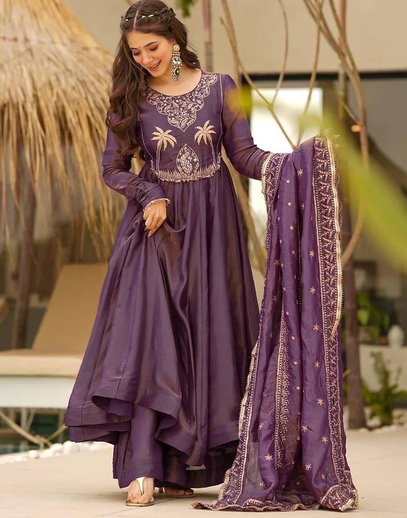 Kedarfab women's georgette  embroidered  kurta pant with dupatta set