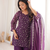 Purple Sleeveless Silk Heavy Embroidery Sequence Work  Kurta Pant and Dupatta 3pc set