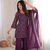 Purple Sleeveless Silk Heavy Embroidery Sequence Work  Kurta Pant and Dupatta 3pc set