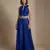 Royal blue embroidered raw silk co ord set