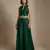Emerald green embroidered raw silk co ord set