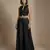 Black embroidered raw silk co ord set