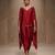 Red embroidered modal satin kaftan