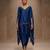 Blue embroidered modal satin kaftan