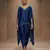 Blue embroidered modal satin kaftan