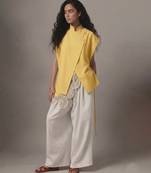 Butter yellow embroidered raw silk co ord set