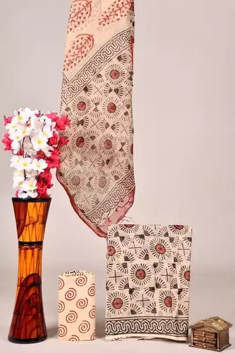 Peach exclusive new hand block printed kota cotton dress materials