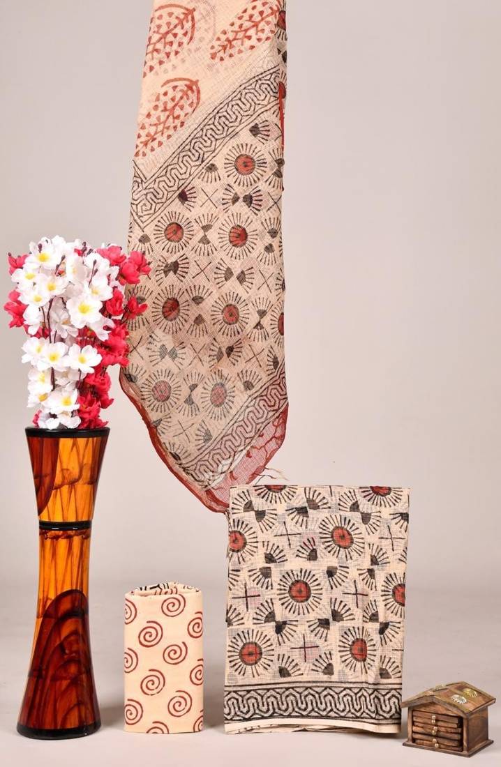 Peach exclusive new hand block printed kota cotton dress materials