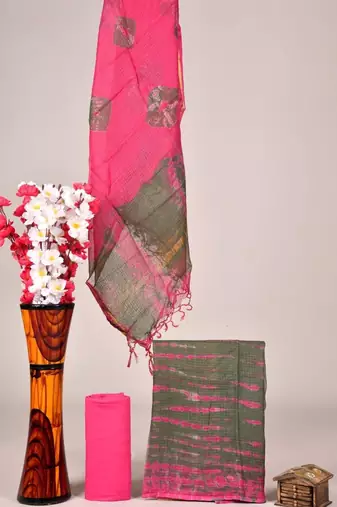 Pink exclusive new hand block printed kota cotton dress materials