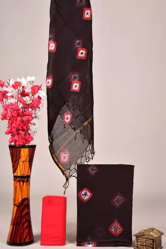 Burgundy exclusive new hand block printed kota cotton dress materials