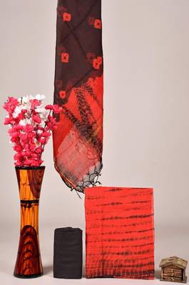 Red exclusive new hand block printed kota cotton dress materials 1