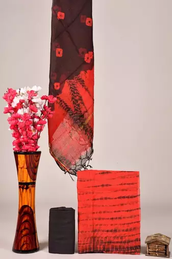 Red exclusive new hand block printed kota cotton dress materials