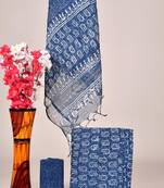 Blue exclusive new hand block printed kota cotton dress materials