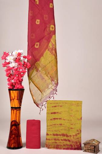 Yellow exclusive new hand block printed kota cotton dress materials