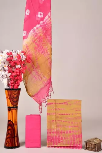 Pink exclusive new hand block printed kota cotton dress materials