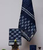 Blue exclusive new hand block printed maheshwari silk zari border suits pieces