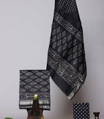 Black exclusive new hand block printed maheshwari silk zari border suits pieces