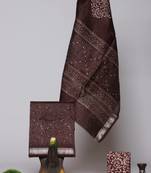 Brown exclusive new hand block printed maheshwari silk zari border suits pieces