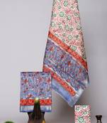 Peach exclusive new hand block printed maheshwari silk zari border suits pieces