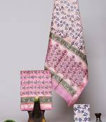 White exclusive new hand block printed maheshwari silk zari border suits pieces