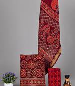 Red exclusive new hand block printed maheshwari silk zari border suits pieces