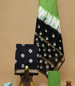 Green exclusive new hand block printed maheshwari silk zari border suits pieces