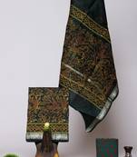 Black exclusive new hand block printed maheshwari silk zari border suits pieces