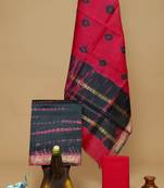 Pink exclusive new hand block printed maheshwari silk zari border suits pieces