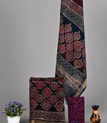 Multicolor exclusive new hand block printed maheshwari silk zari border suits pieces