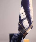 Dark blue exclusive new hand block printed maheshwari silk zari border suits pieces