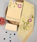 Beige exclusive new hand block printed maheshwari silk zari border suits pieces