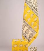 Yellow exclusive new hand block printed maheshwari silk zari border suits pieces