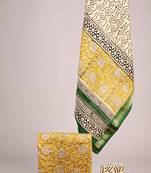 Yellow exclusive new hand block printed maheshwari silk zari border suits pieces