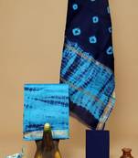 Blue exclusive new hand block printed maheshwari silk zari border suits pieces