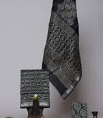 Black exclusive new hand block printed maheshwari silk zari border suits pieces