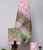 Pink exclusive new hand block printed maheshwari silk zari border suits pieces