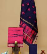 Blue exclusive new hand block printed maheshwari silk zari border suits pieces
